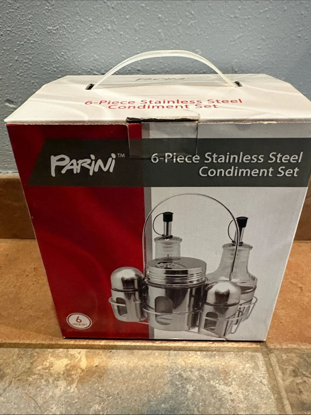 Parini Stainless Steel 6-Piece Condiment Set - Silver Brand New